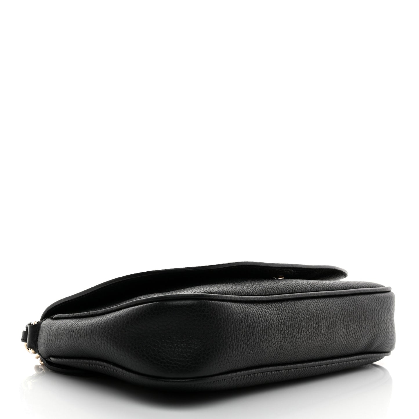 Pebbled Calfskin Medium Soho Flap Crossbody Black