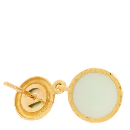 Elizabeth Locke 19K Yellow Gold Chrome Diopside Venetian Glass Mother of Pearl Putto and Duck Earrings Green 4 of 5