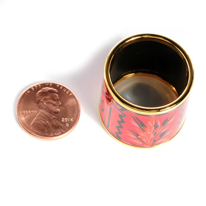 Hermes Enamel Gold Plated Brazil Scarf Ring 2 of 6