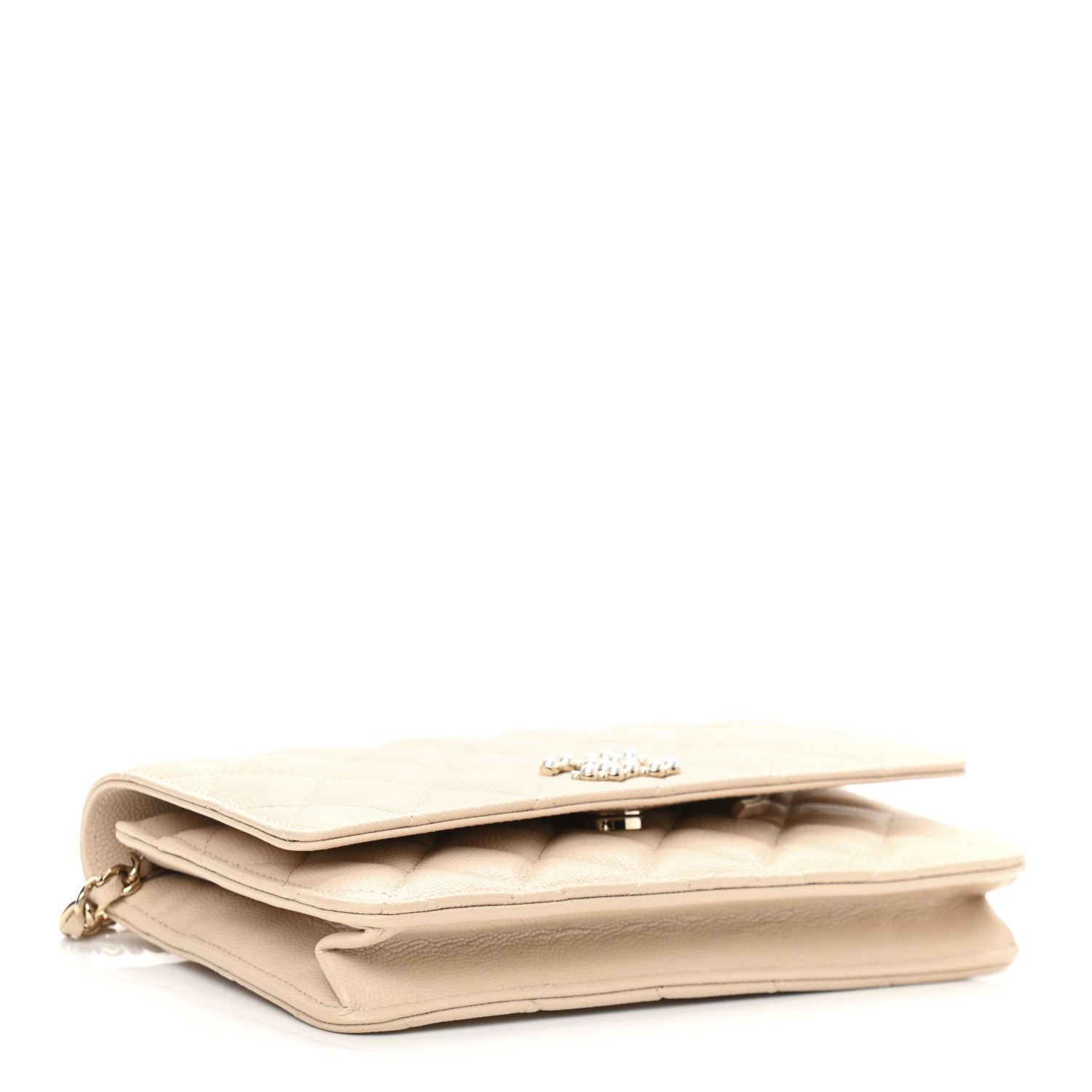 Chanel Caviar Quilted Coco Candy Wallet On Chain WOC Beige 4 of 15