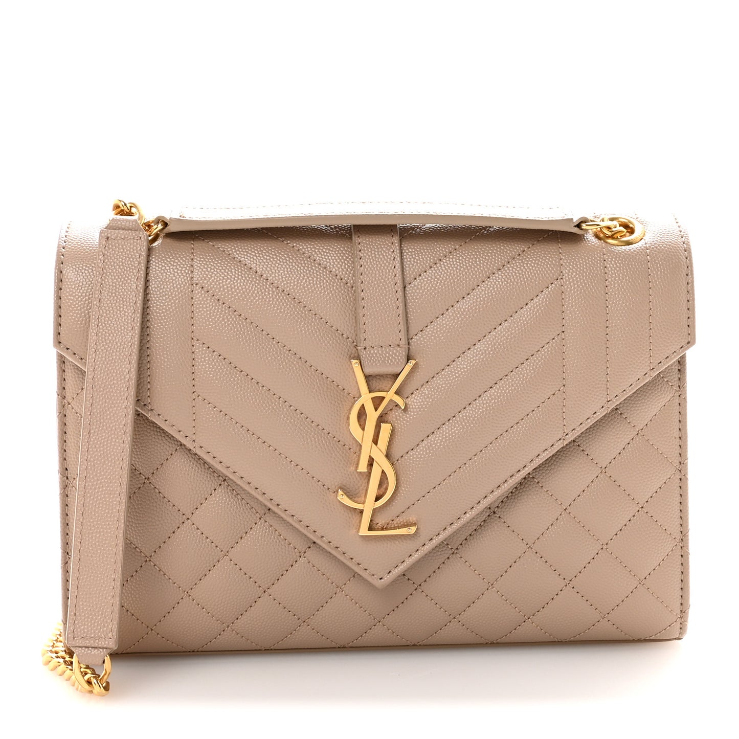 Grain De Poudre Textured Mixed Matelasse Medium Triquilt Monogram Satchel Dark Beige