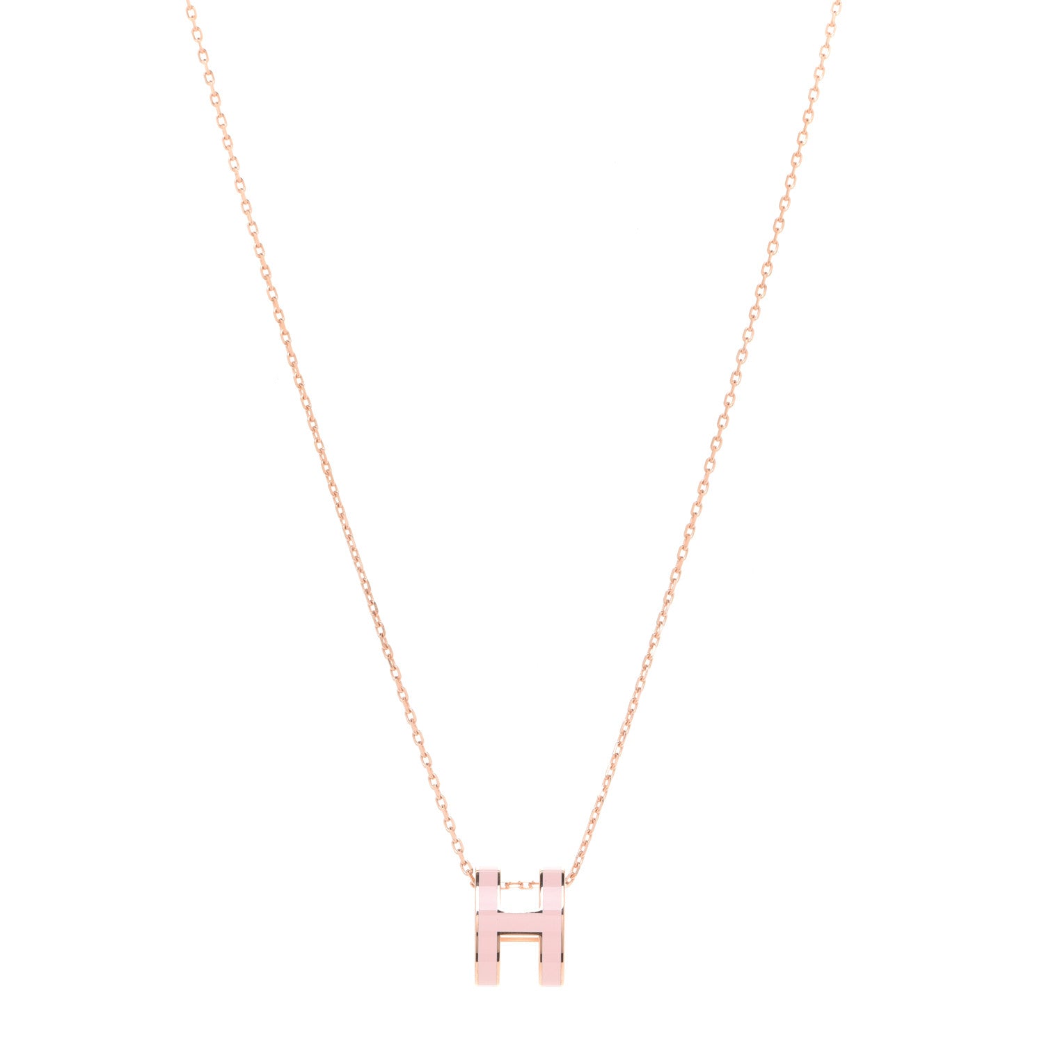 Hermes Lacquered Rose Gold Pop H Pendant Necklace Rose Dragee 1 of 8