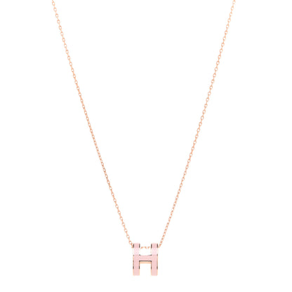 Hermes Lacquered Rose Gold Pop H Pendant Necklace Rose Dragee 1 of 8