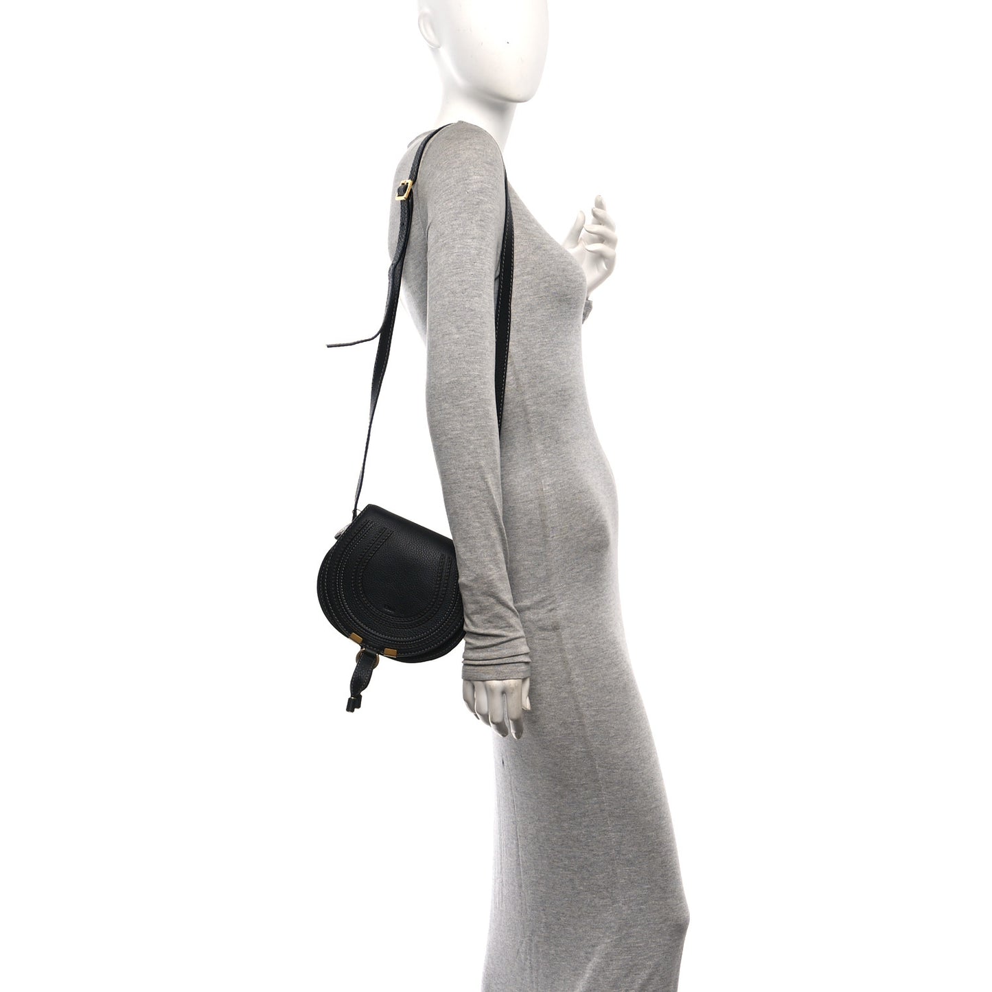 Calfskin Mini Marcie Round Crossbody Bag Black