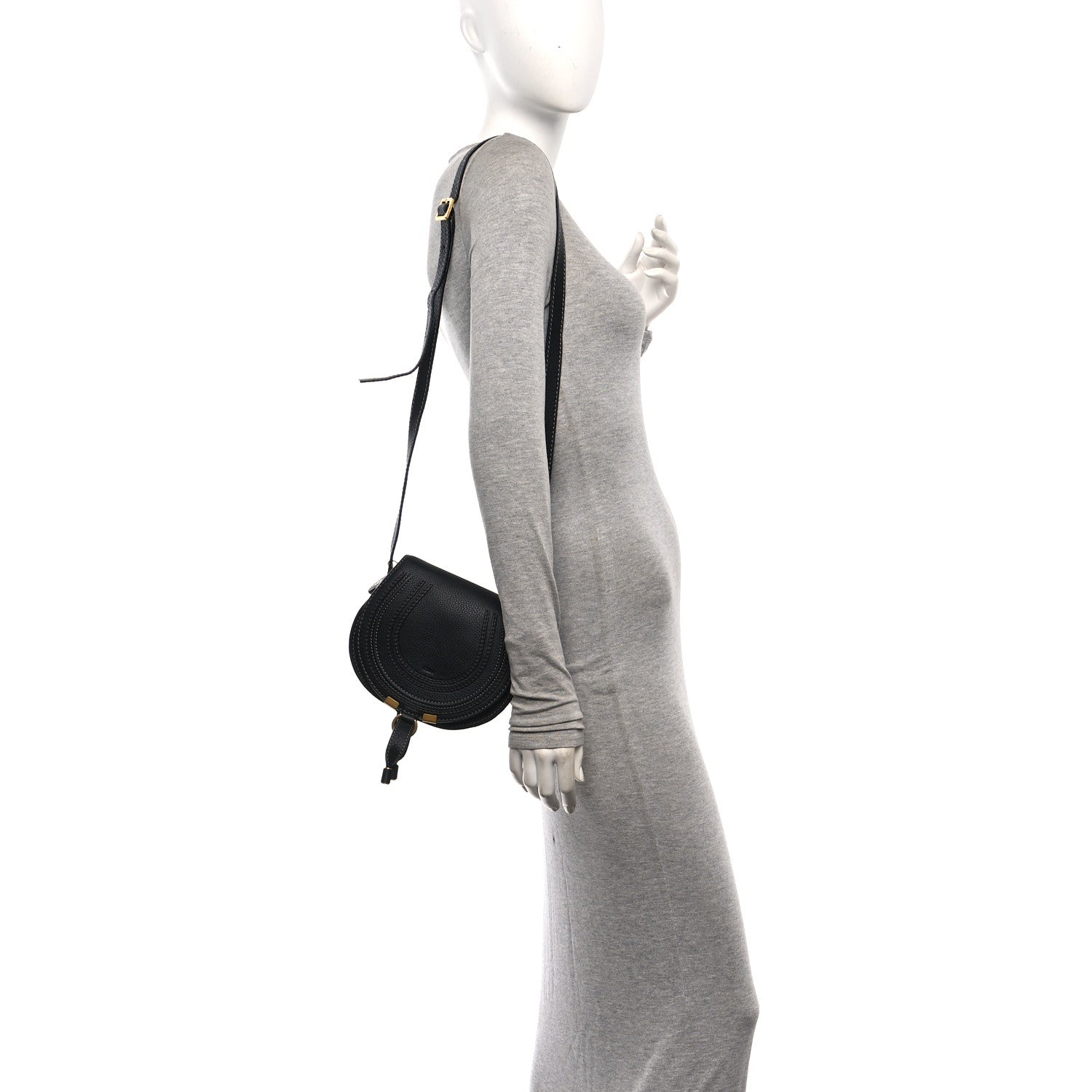 Chloe Calfskin Mini Marcie Round Crossbody Bag Black 2 of 10