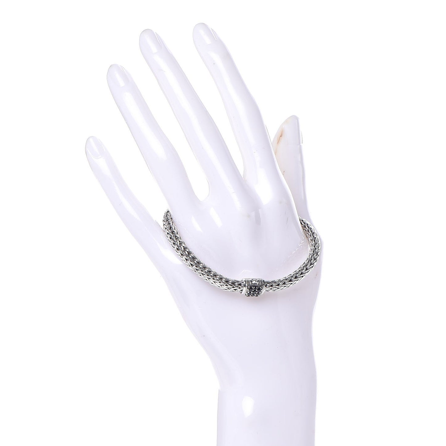 Sterling Silver Black Sapphire 6.5mm Classic Chain Bracelet