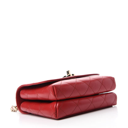 Chanel Calfskin Quilted Small Double Pocket Top Handle Flap Red 4 of 10