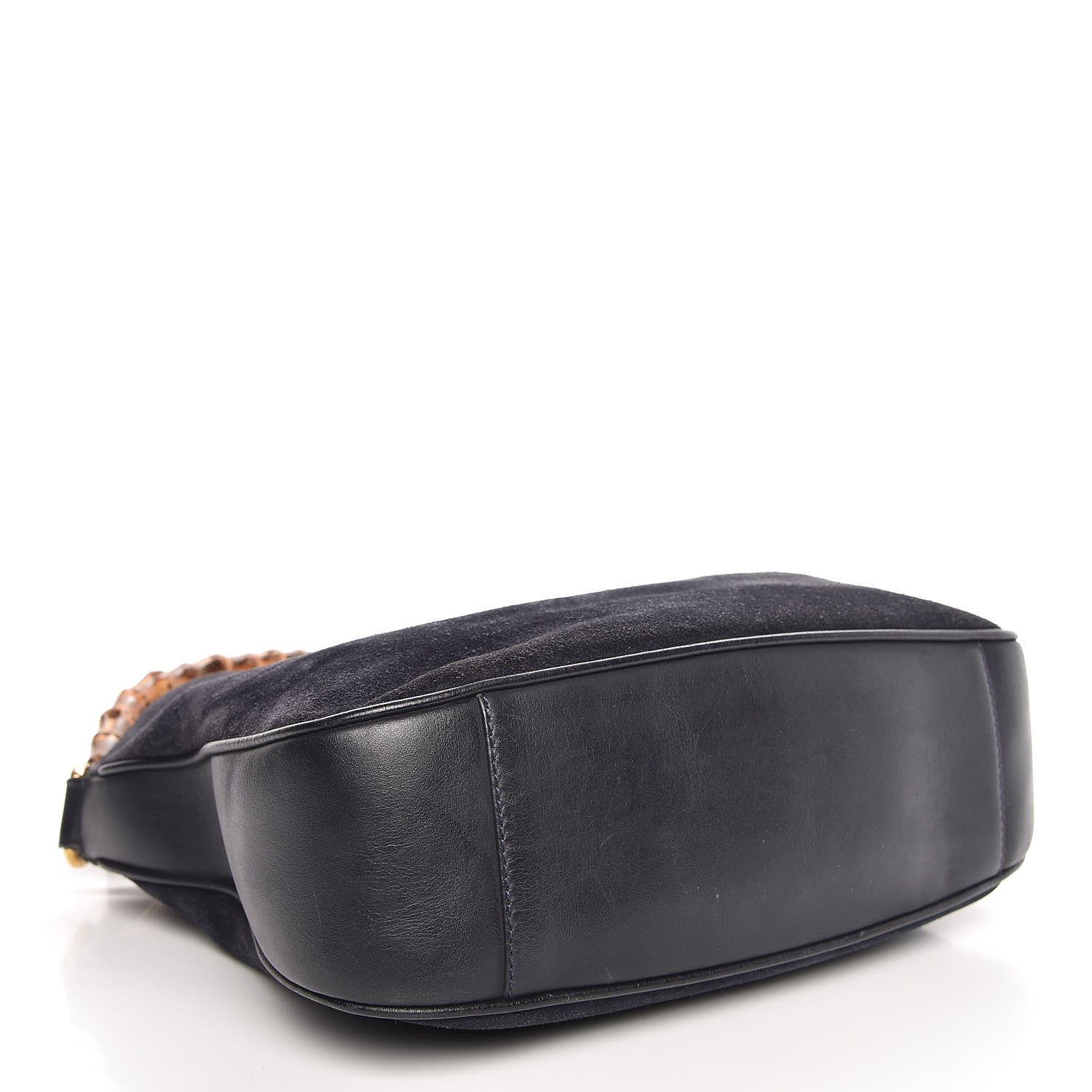 Gucci Suede Bamboo Top Handle Tote Navy 4 of 7
