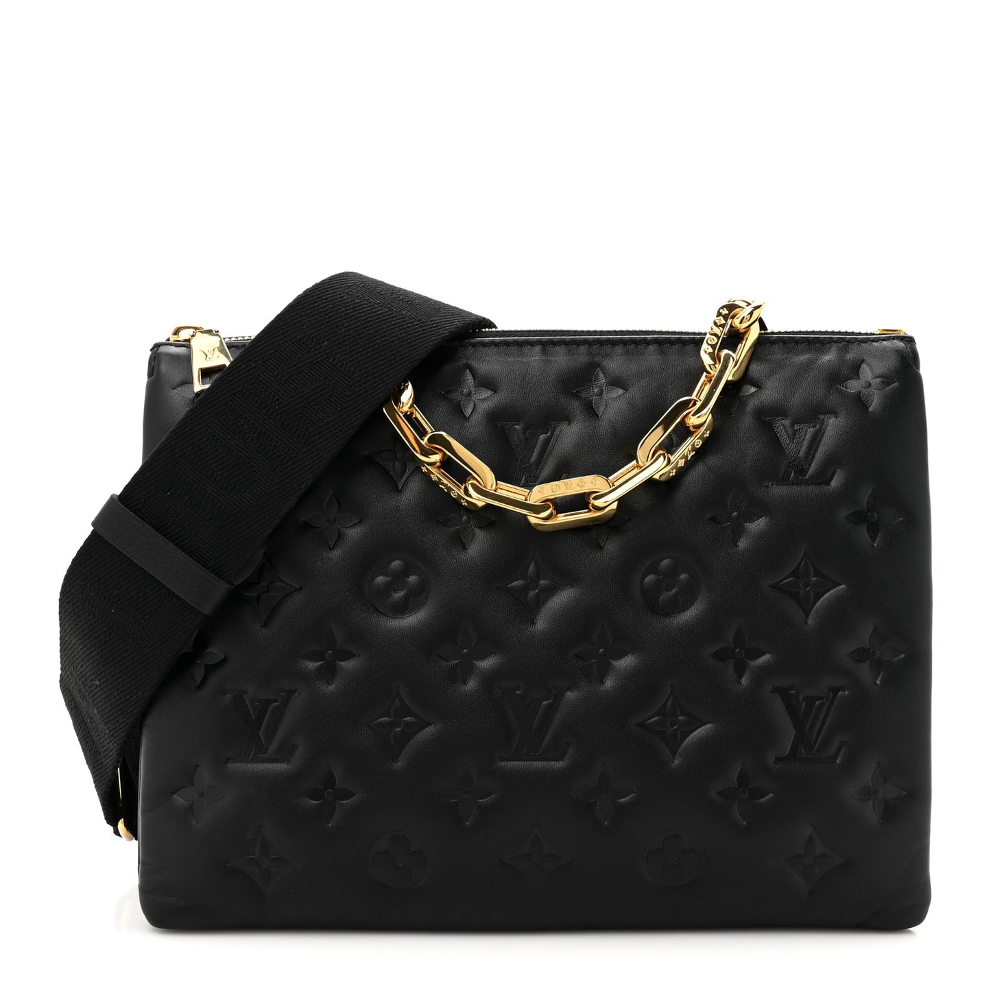 Lambskin Embossed Monogram Coussin PM Black