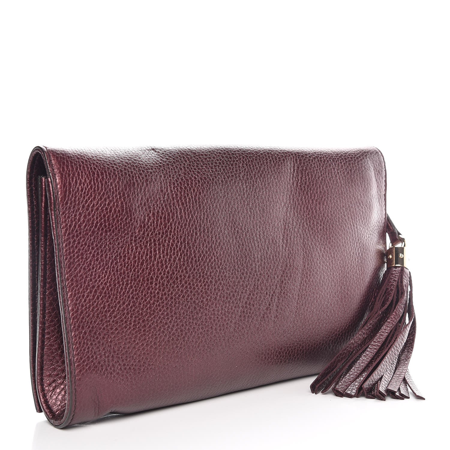 Gucci Metallic Cellarius Calfskin Medium Soho Clutch Classic Burgundy 3 of 7