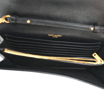 Saint Laurent Patent Carre Quilted Cassandre Chain Wallet Black 5 of 10