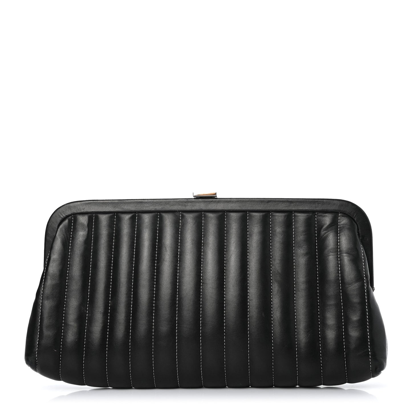 Lambskin Vertical Quilted Mademoiselle Clutch Black