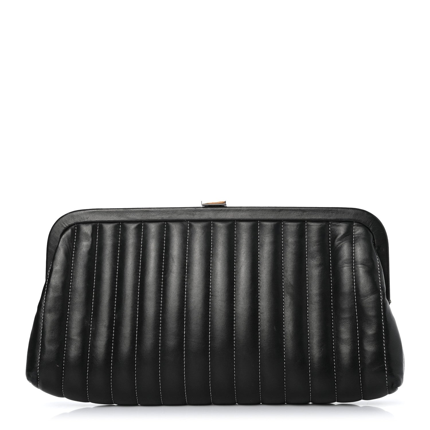 Chanel Lambskin Vertical Quilted Mademoiselle Clutch Black 1 of 7