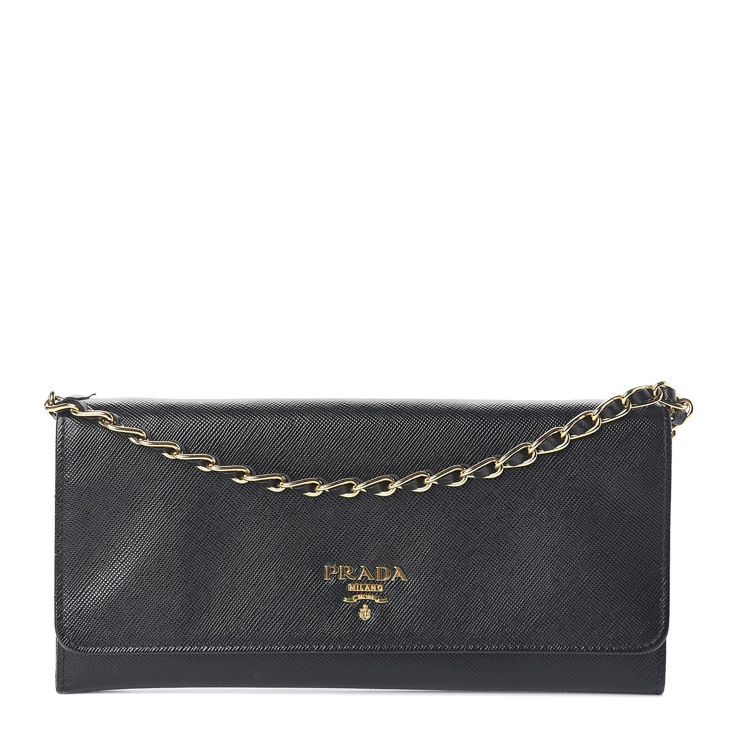 Saffiano Metal Oro Chain Wallet Black