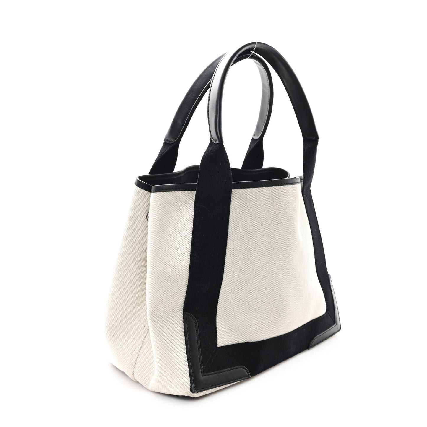 Cotton Canvas Satin Calfskin S Navy Cabas Natural Black