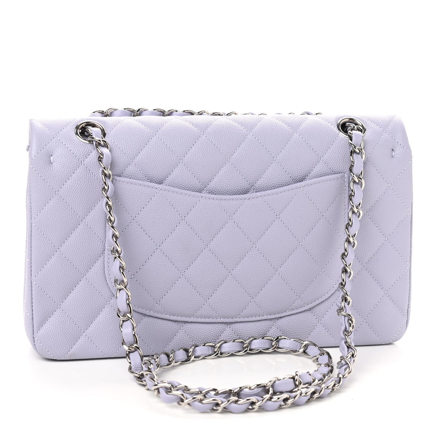Caviar Quilted Medium Double Flap Light Purple