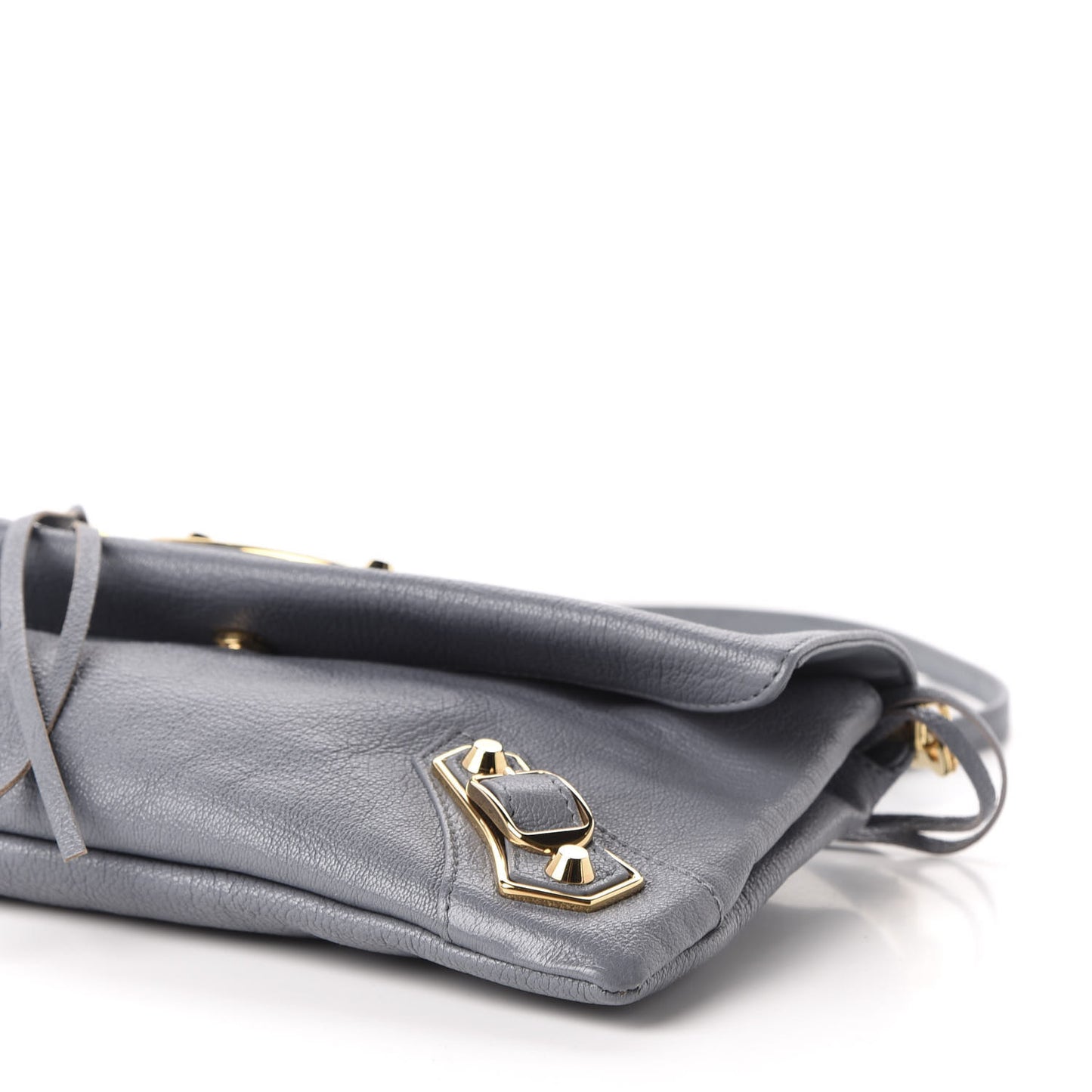 Chevre Gold Metallic Edge Hardware Envelope Clutch Bleu Acier
