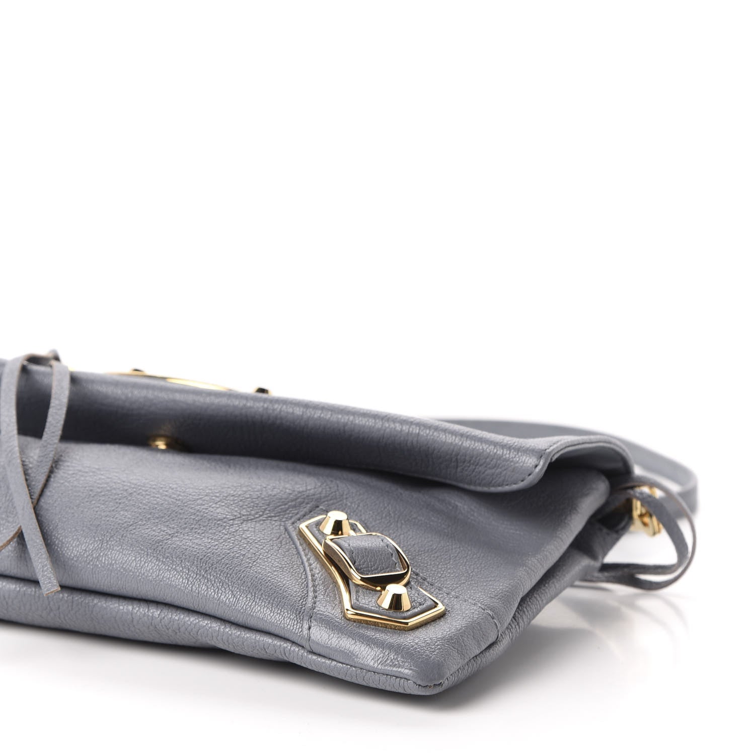 Balenciaga Chevre Gold Metallic Edge Hardware Envelope Clutch Bleu Acier 8 of 12