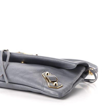 Balenciaga Chevre Gold Metallic Edge Hardware Envelope Clutch Bleu Acier 8 of 12