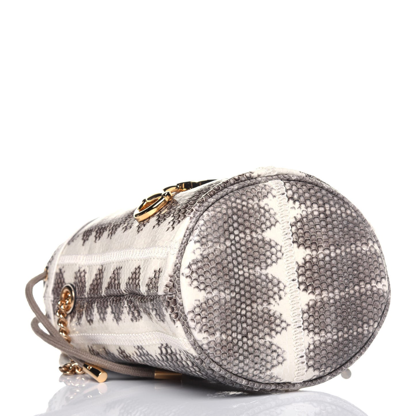 Snakeskin Mini Zumi Bucket Bag Grey