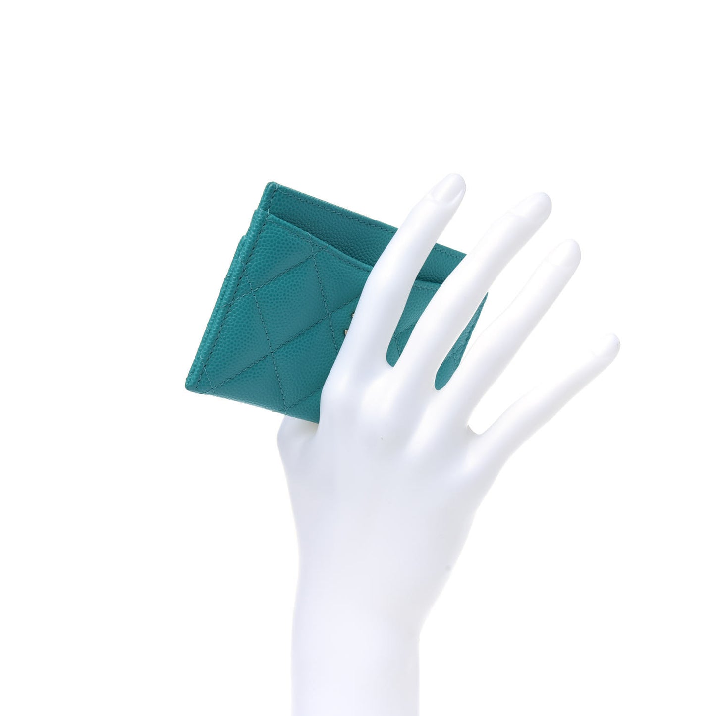 Caviar Quilted Card Holder Turquoise