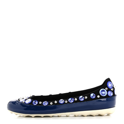 Miu Miu Patent Sequin Beaded Flats 35.5 Blue 1 of 10