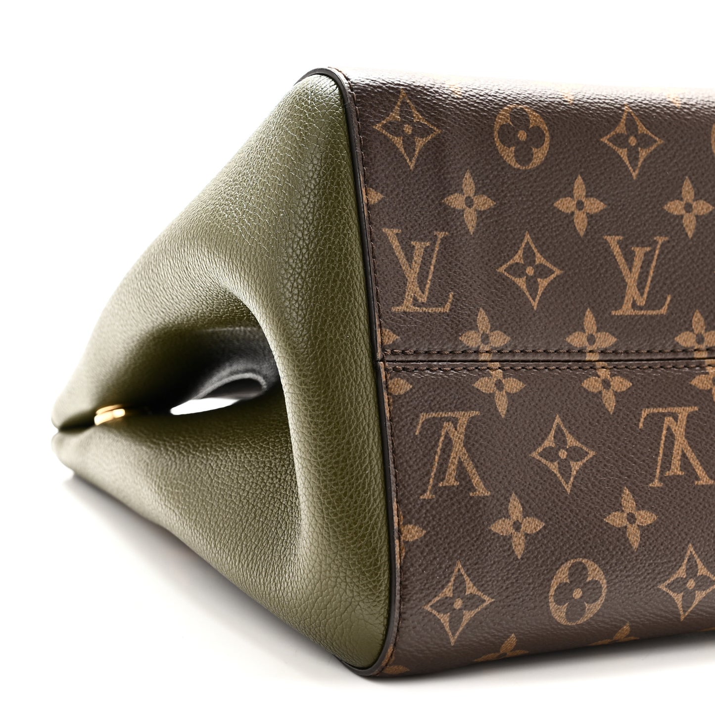 Calfskin Monogram Fold Tote PM Cream Khaki Black