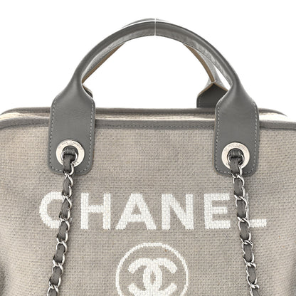 Chanel Canvas Deauville Bowling Bag Grey 9 of 19