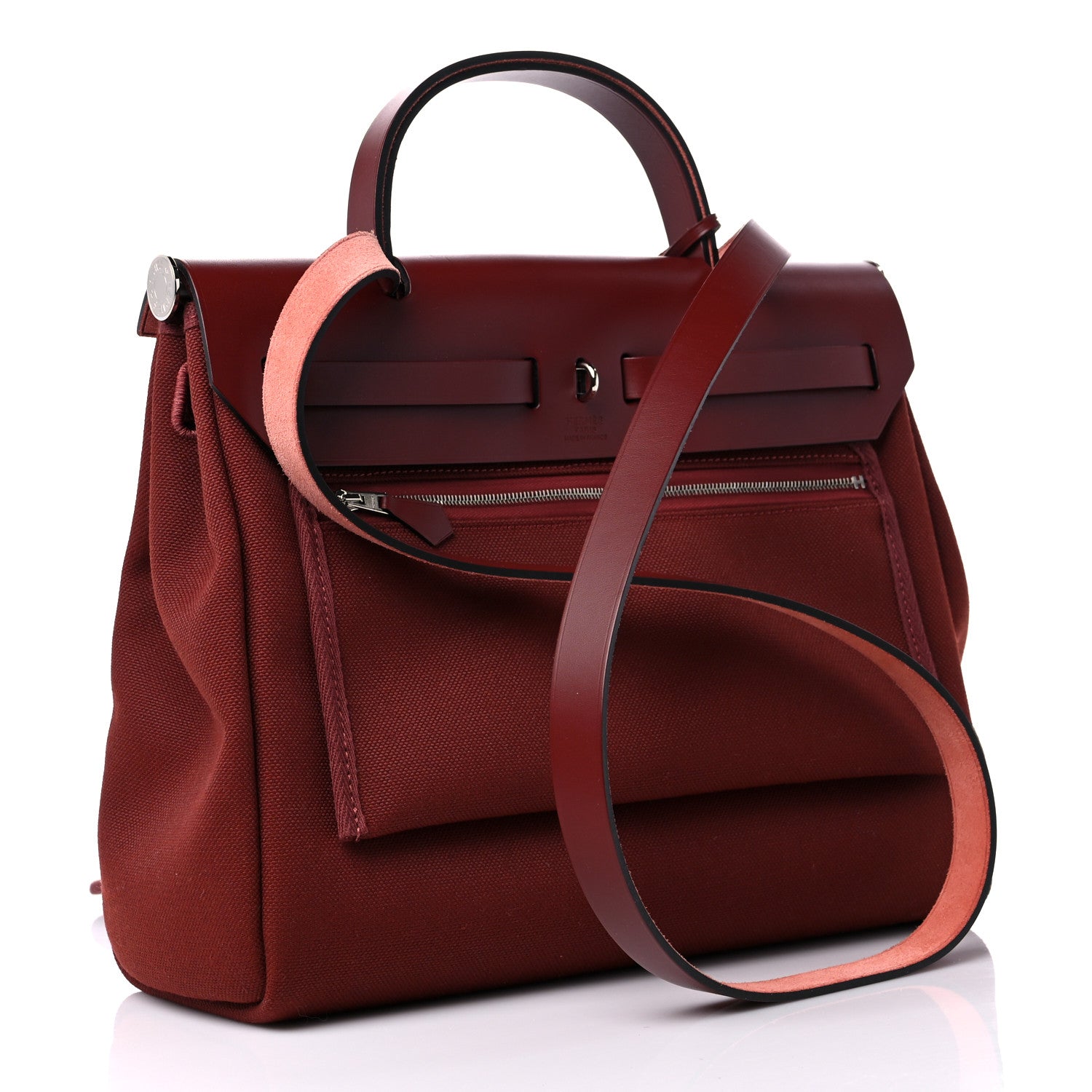 Hermes Vache Hunter Toile Herbag Zip 31 PM Rouge H 4 of 10