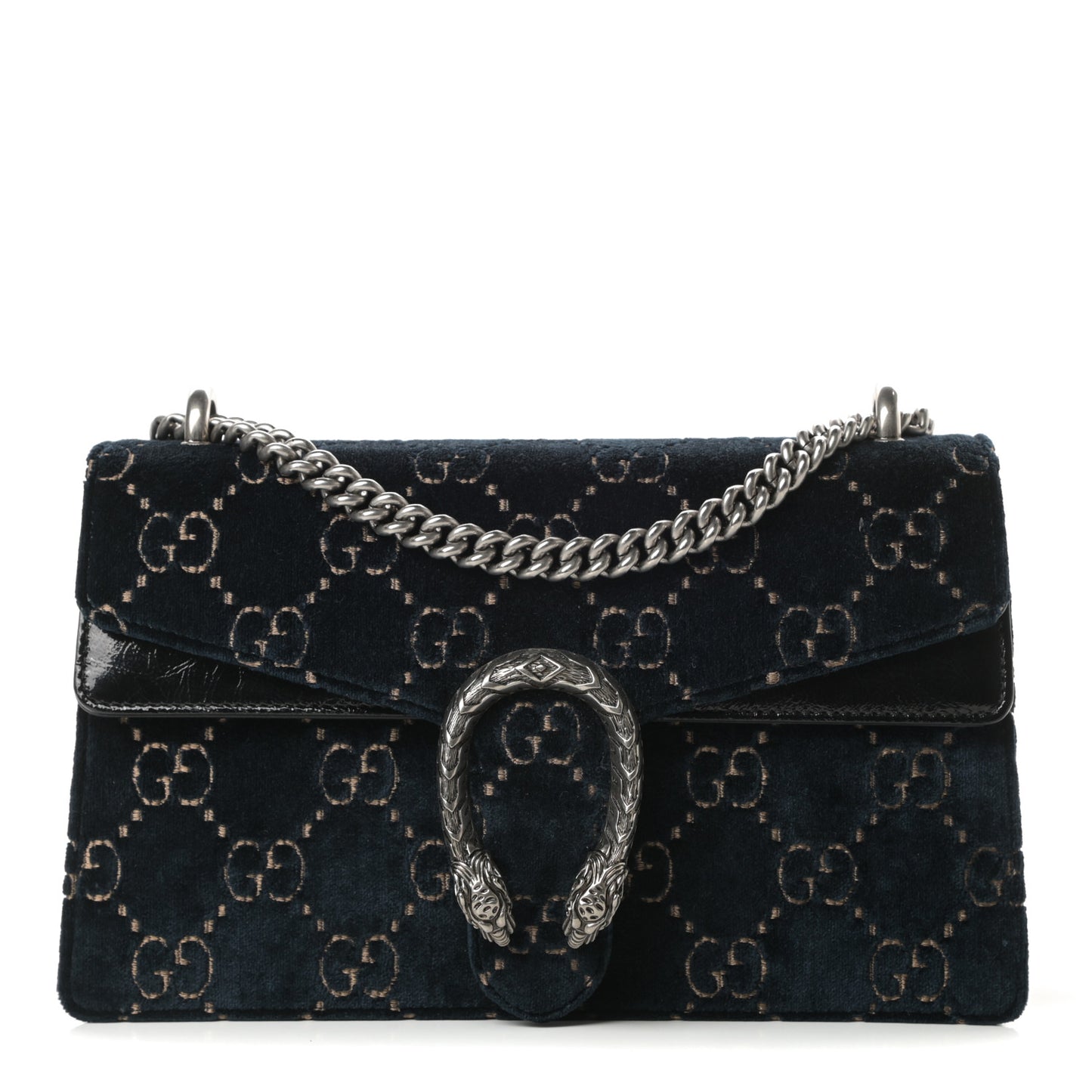 Velvet Skipper GG Monogram Small Dionysus Shoulder Bag Blue Beige Black