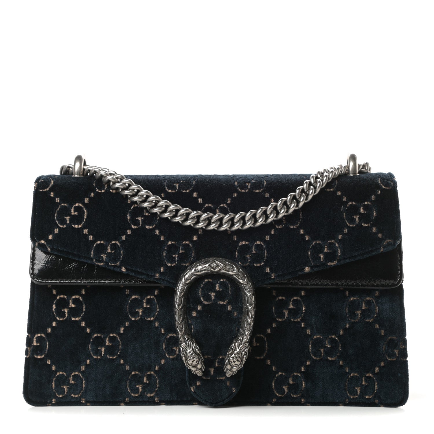 Gucci Velvet Skipper GG Monogram Small Dionysus Shoulder Bag Blue Beige Black 1 of 14