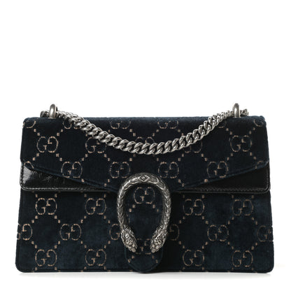 Gucci Velvet Skipper GG Monogram Small Dionysus Shoulder Bag Blue Beige Black 1 of 14
