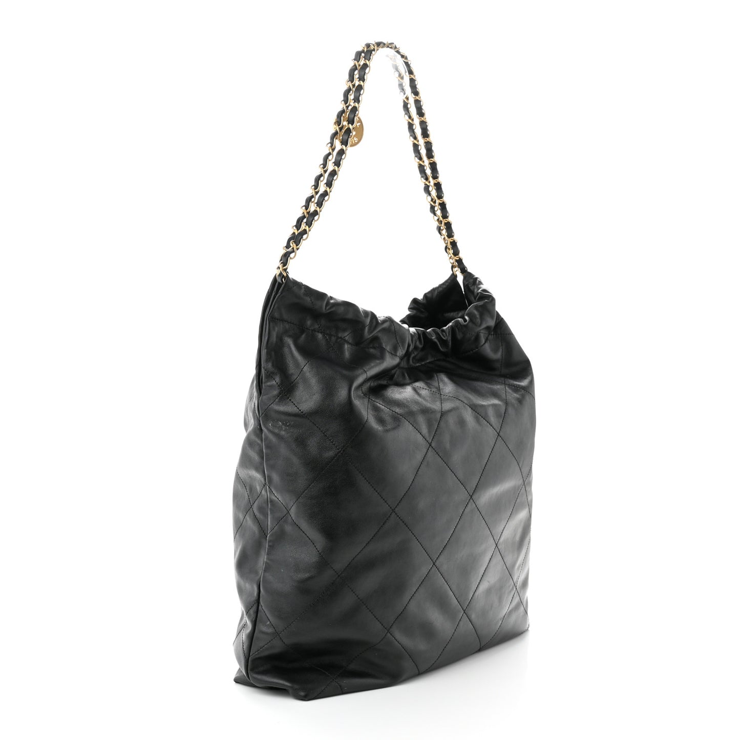 Shiny Calfskin Quilted Large Chanel 22 Black