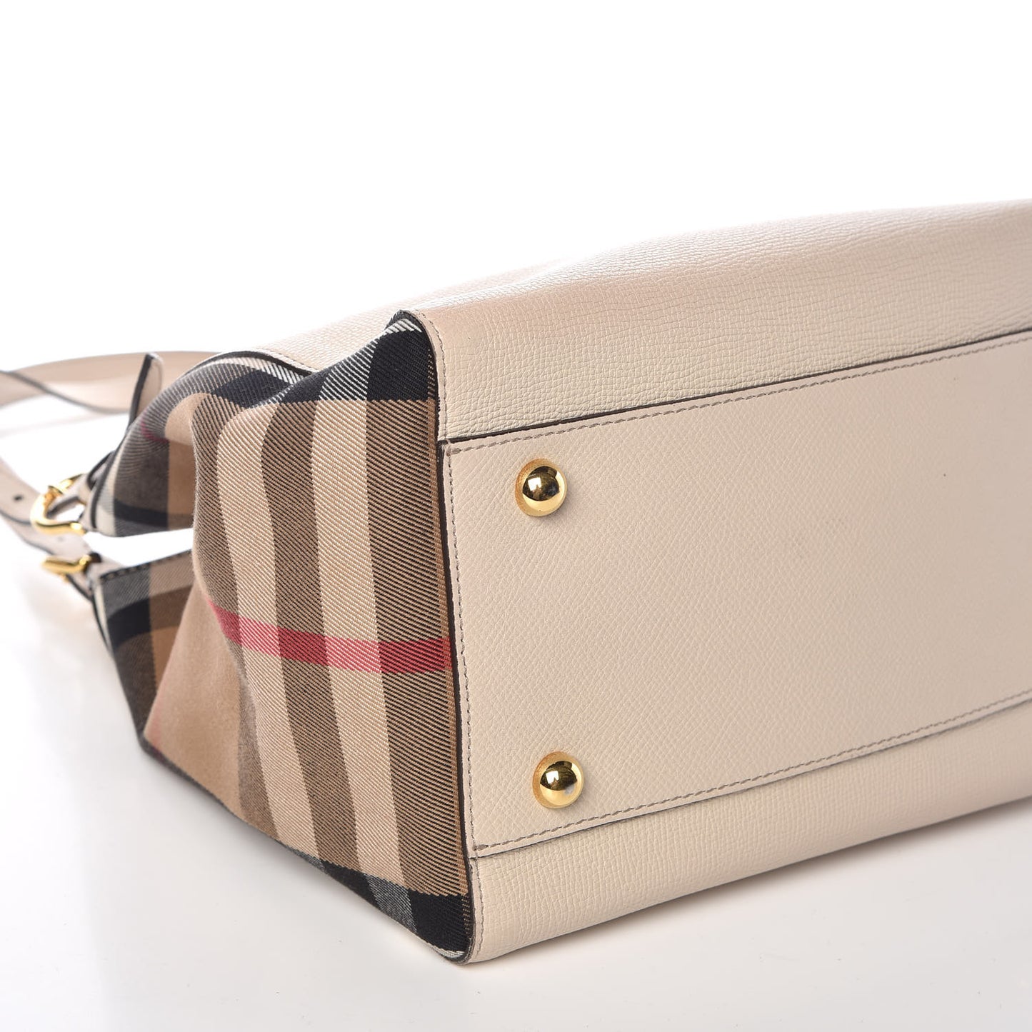 Grainy Calfskin House Check Small Canterbury Tote Limestone