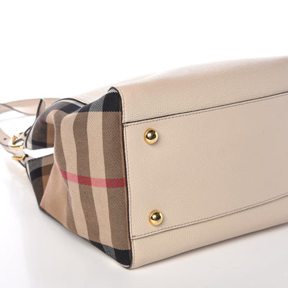 Burberry Grainy Calfskin House Check Small Canterbury Tote Limestone 5 of 13