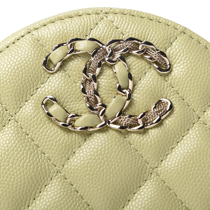 Chanel Caviar Quilted French New Wave Round Clutch With Chain Light Green 9 of 10