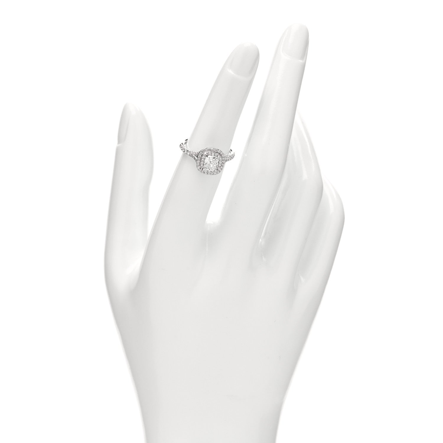 Tiffany Platinum Diamond .71ct Soleste Cushion Cut Double Halo Engagement Ring 50 5.25 2 of 6