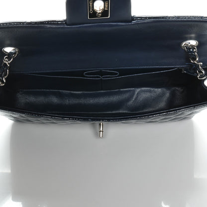 Chanel Distressed Patent Quilted East West Flap Navy Blue 5 of 9