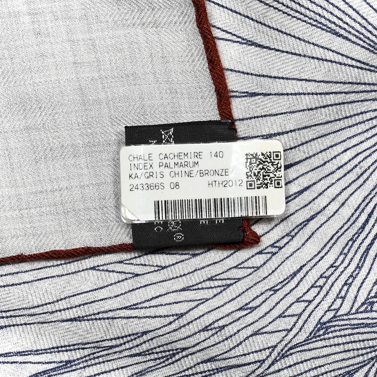 Cashmere Silk Index Palmarum Finesse Shawl 140 Gris Chine Bronze