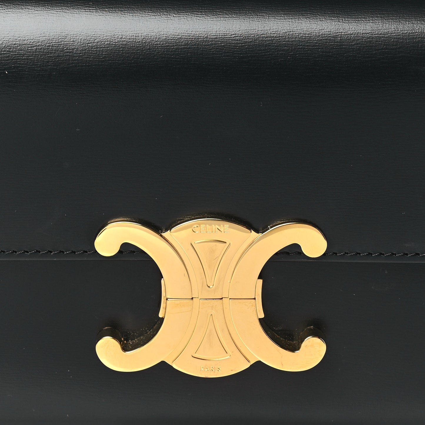 Shiny Calfskin Triomphe Shoulder Bag Black