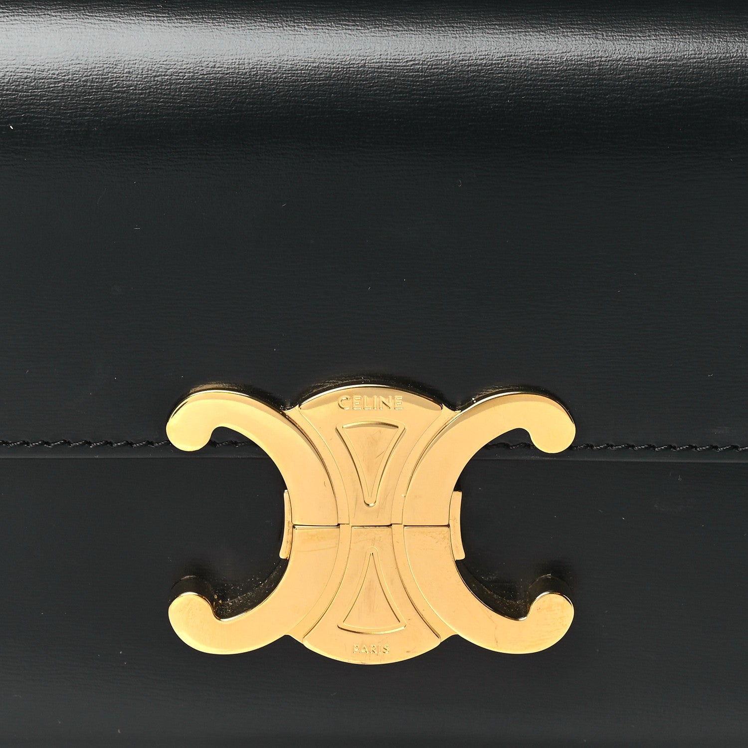 Celine Shiny Calfskin Triomphe Shoulder Bag Black 8 of 10