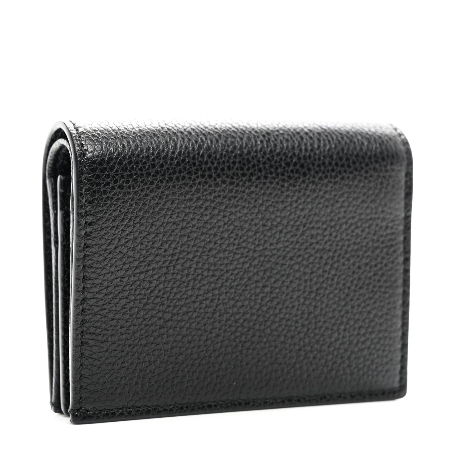 Grainy Calfskin Zumi Chain Card Case Wallet Black