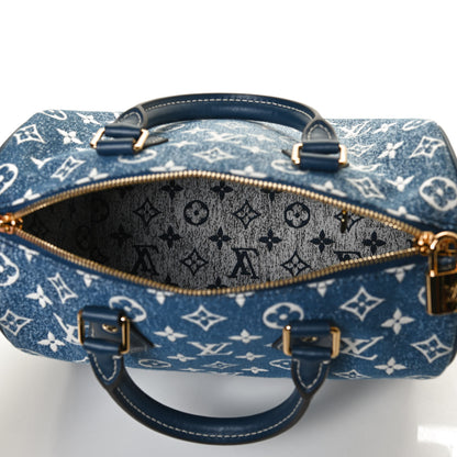 Louis Vuitton Monogram Jacquard Denim Speedy Bandouliere 25 Bleu 5 of 11