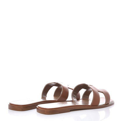 Hermes Box Calfskin Oran Sandals 41.5 Gold 4 of 8