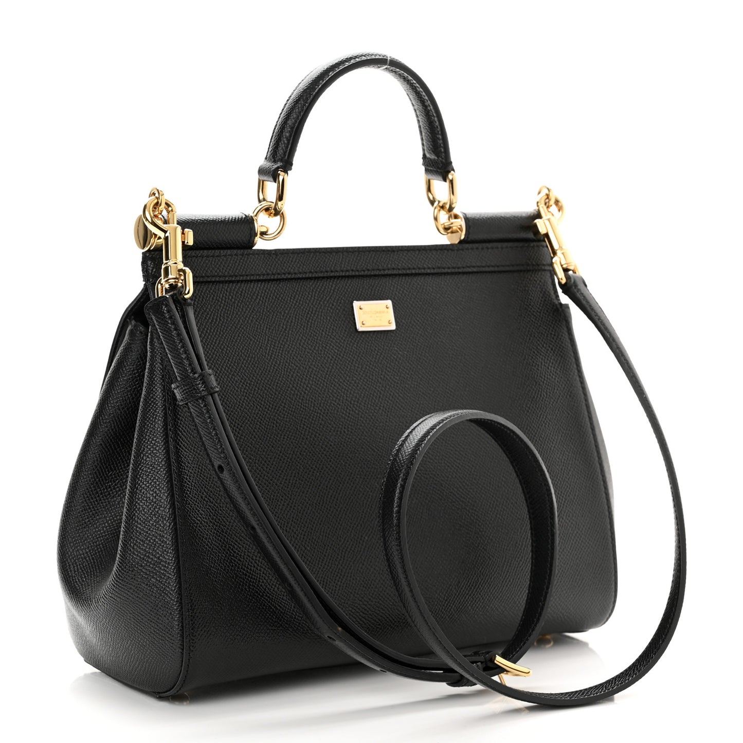 Dauphine Medium DG Family Patch Miss Sicily Satchel Black