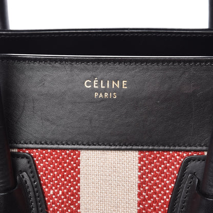 Celine Smooth Calfskin Canvas Bi-Color Striped Mini Luggage Red 6 of 14
