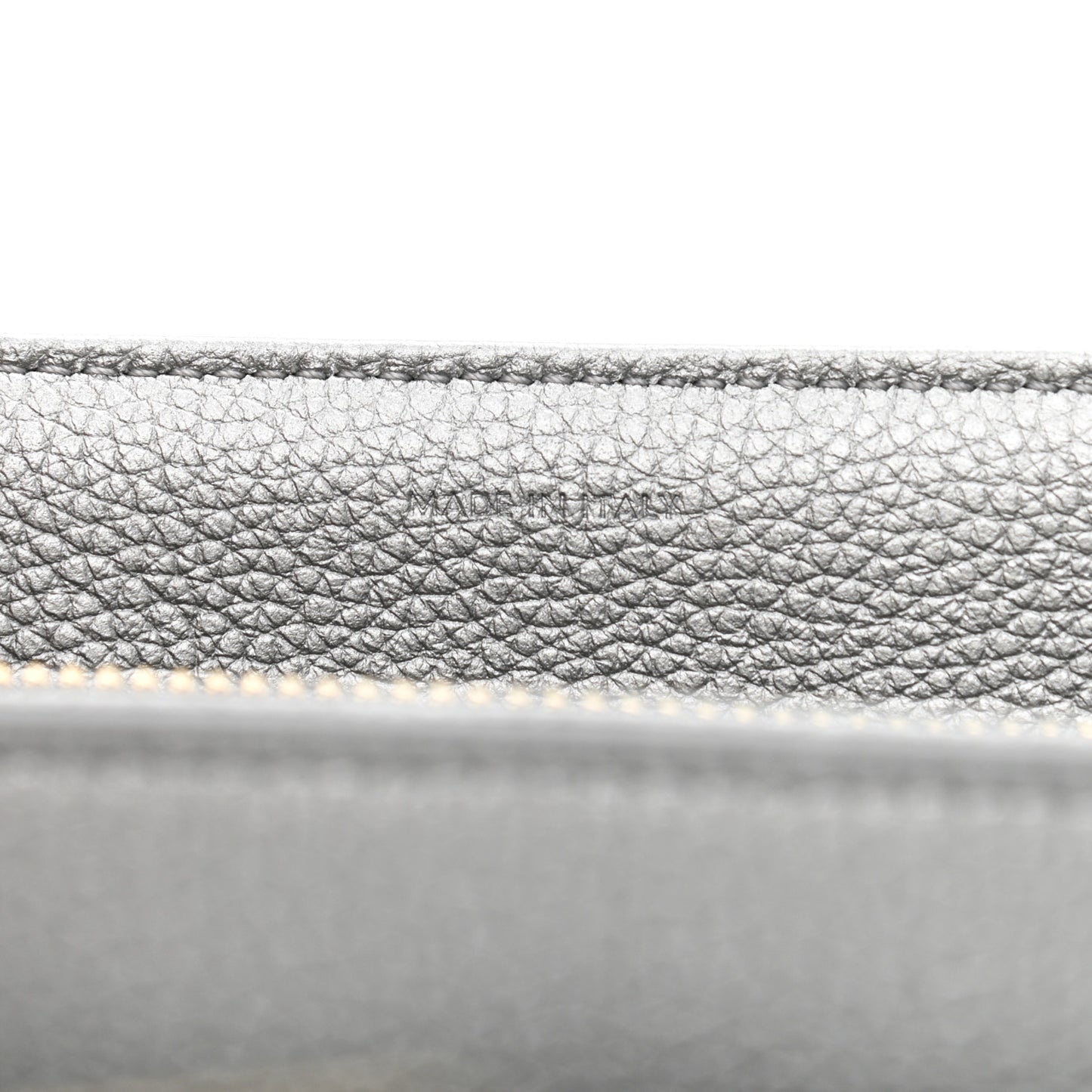 Laminated Grained Calfskin Small 16 Top Handle Bag Silver