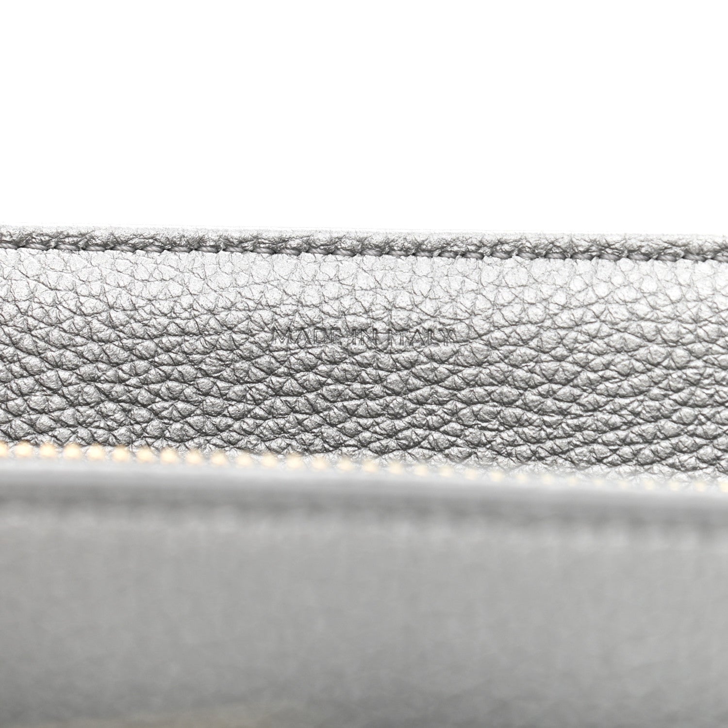 Celine Laminated Grained Calfskin Small 16 Top Handle Bag Silver 7 of 17