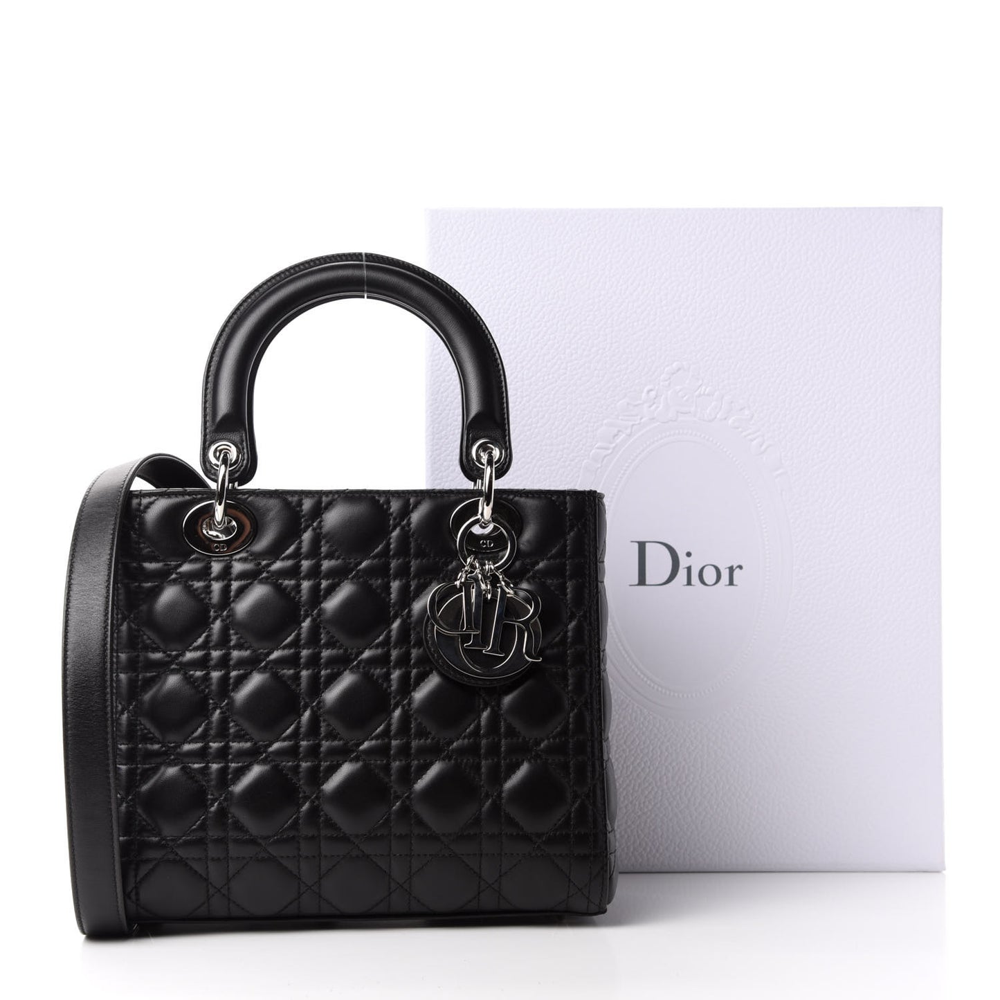 Lambskin Cannage Medium Lady Dior Black