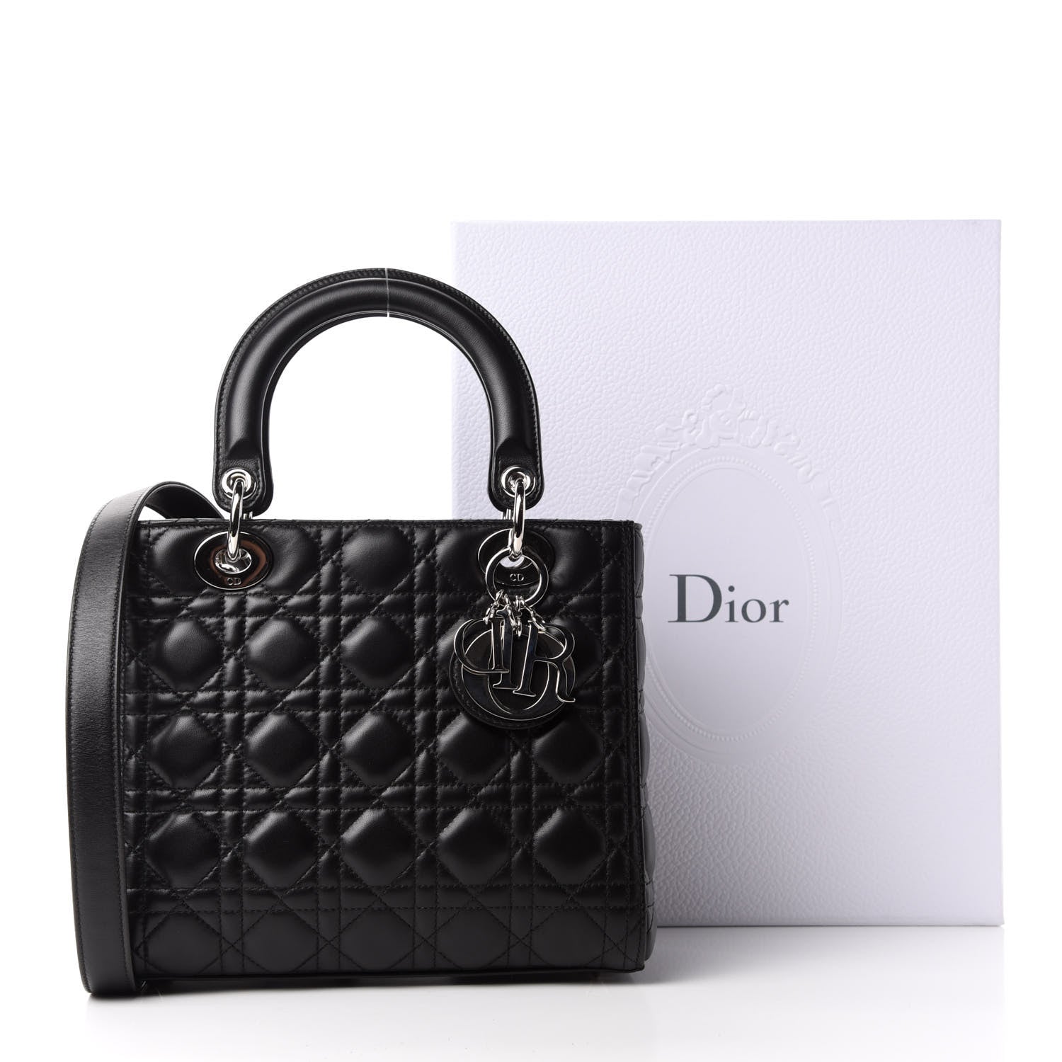 Christian Dior Lambskin Cannage Medium Lady Dior Black 11 of 11